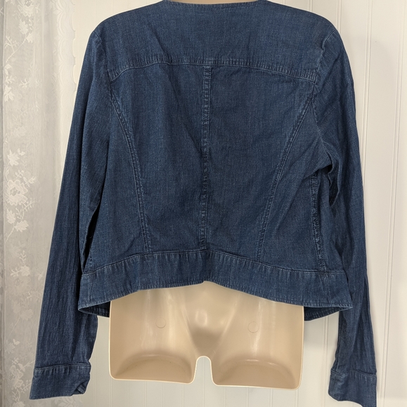 H by HALSTON Stretch Lyocell Denim Moto Jacket 10 - Picture 6 of 8